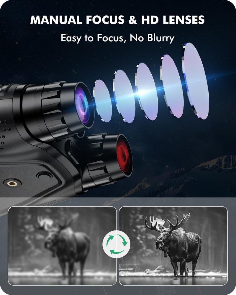 BUSHBINOC Night Vision Goggles, 4K Night Vision Binoculars, 4" HD Screen Binoculars, 10X Digital NightVision for Adults, 4000mAh Battery Gray, 9 Gear Infrared with 32GB TF Card - Image 5